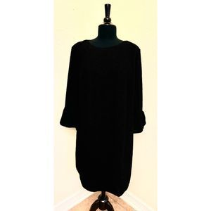 Chico's Scoop Neck Layered Ruffle Sleeves Black Dress Stretch - Sz 3 (XL/16)